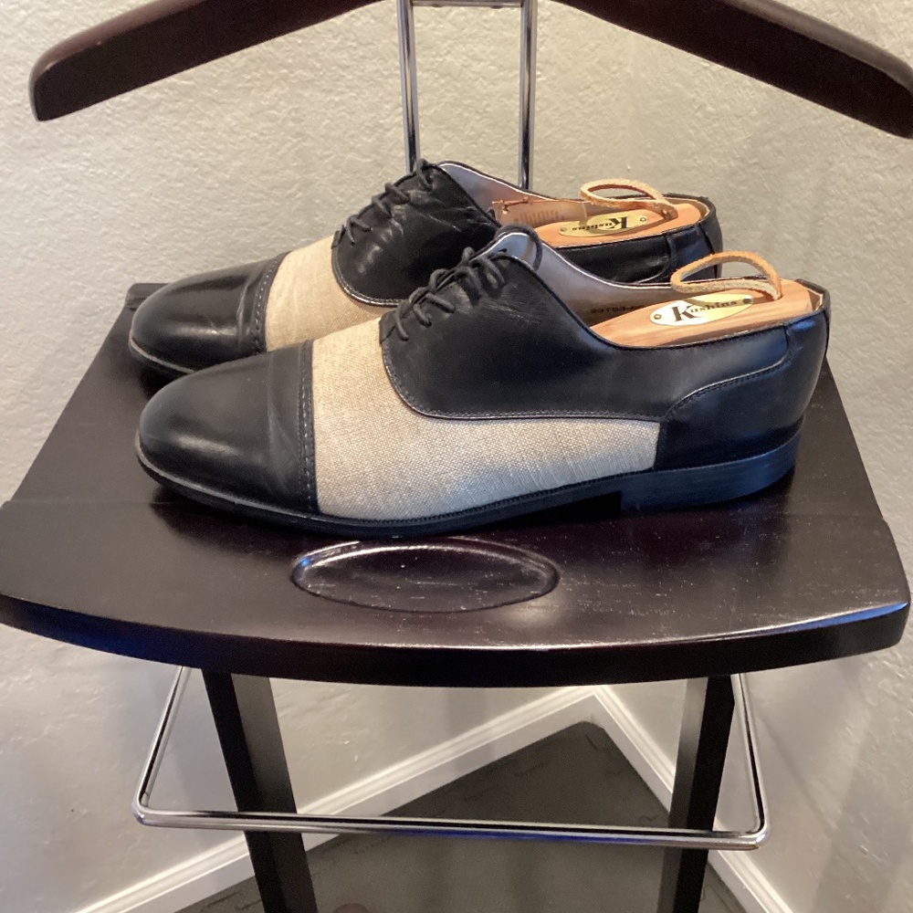 Stacy Adams leather and fabric upper Barrington Men's Cap Toe Oxfords Rare